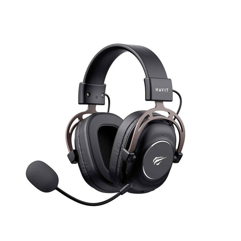 Headset Gamer Profissional Sem Fio Havit H2002YG, Driver 50mm, Wireless, USB-C e 3.5mm, Preto