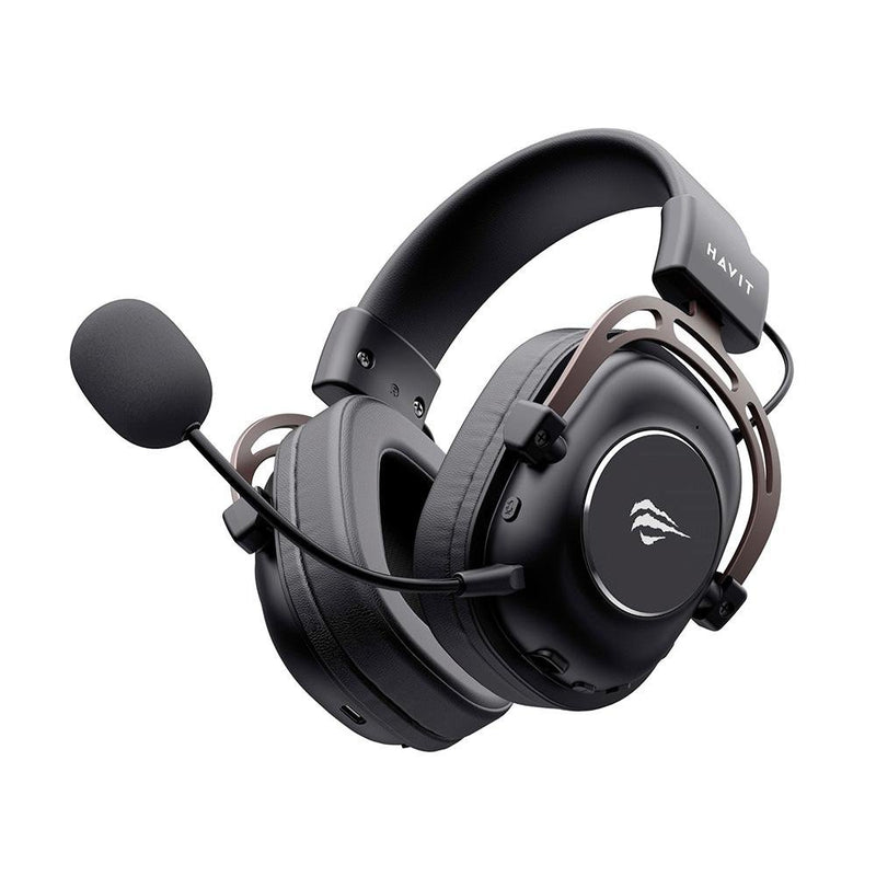 Headset Gamer Profissional Sem Fio Havit H2002YG, Driver 50mm, Wireless, USB-C e 3.5mm, Preto