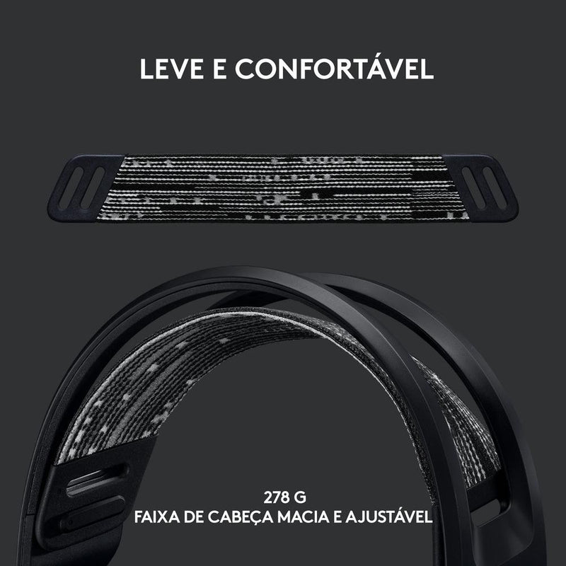 Headset Gamer Sem Fio Logitech G733 7.1 Dolby Surround RGB LIGHTSYNC, Blue VOICE para PC e PlayStation, Preto - 981-000863